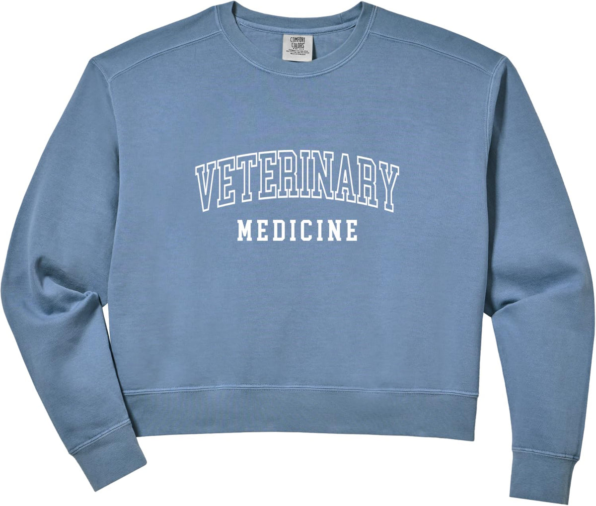 Women's Vet Med Veterinary Medicine Comfort Colors Crop Sweatshirt - Blue Jean