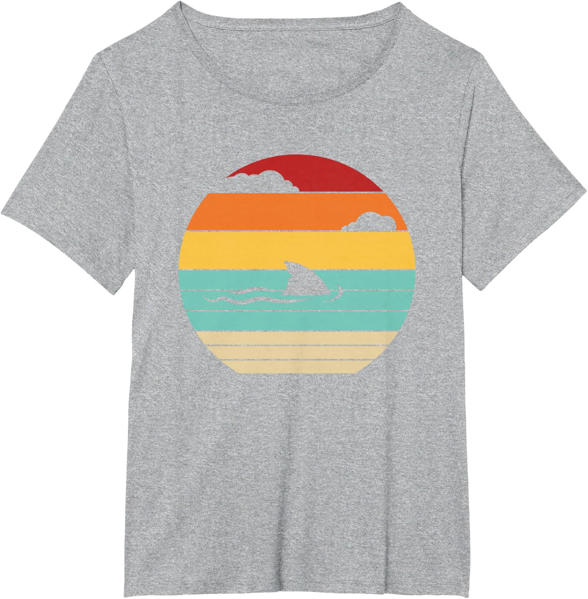 Retro Whale Hammerhead White Lover Shark T-Shirt - Heather Grey