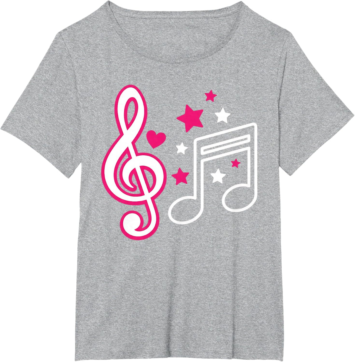 Music Notes Treble Clef Stars T-Shirt - Heather Grey
