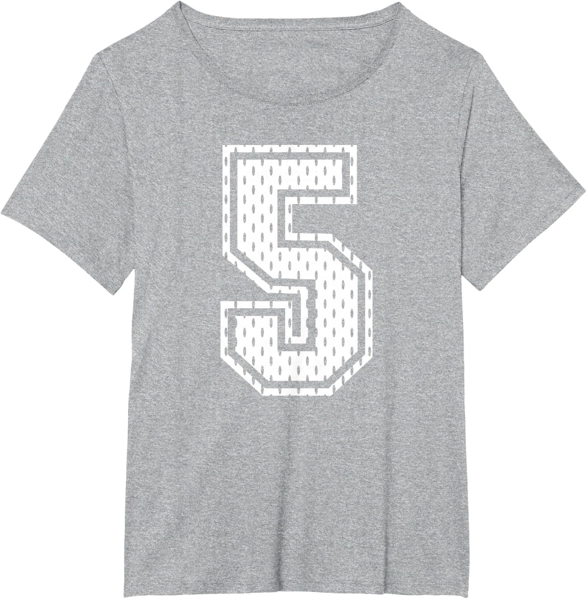 White Number 5 Sports Fan #5 Jersey Shirt Team Player T-Shirt - Heather Grey