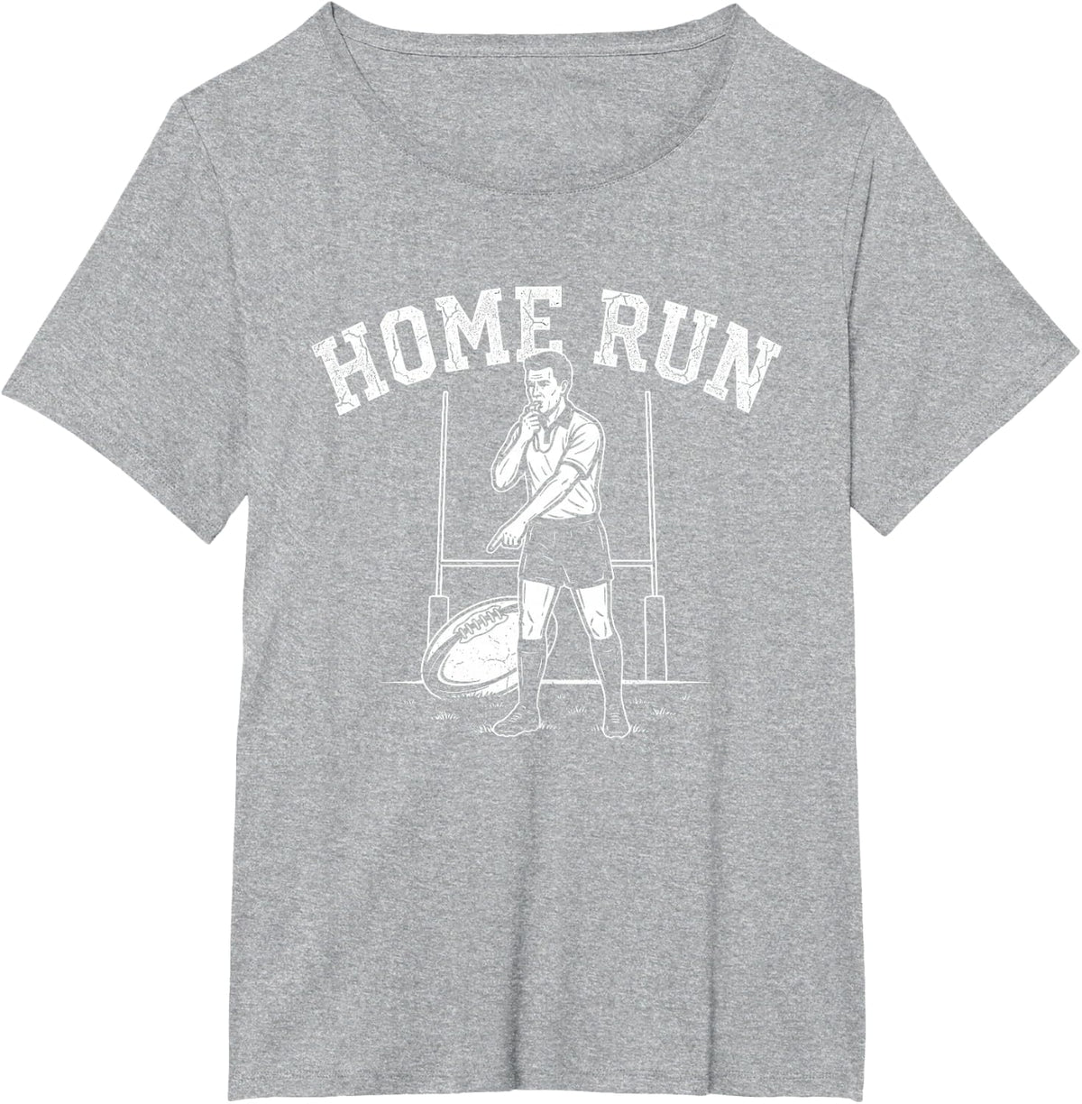 Home Run Tshirt Rugby Referee Funny Baseball Touchdown T-Shirt - Heather Grey