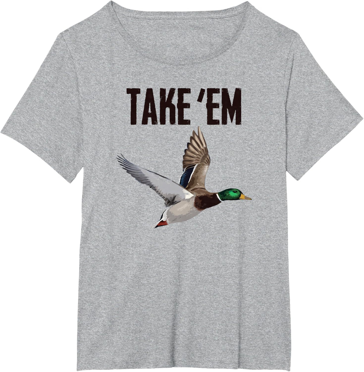 Take 'Em - Duck Hunting by Committed Waterfowl T-Shirt - Heather Grey