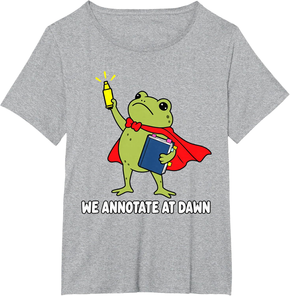 English Teacher Reading Highlighter Frog Classroom Humor T-Shirt - Heather Grey