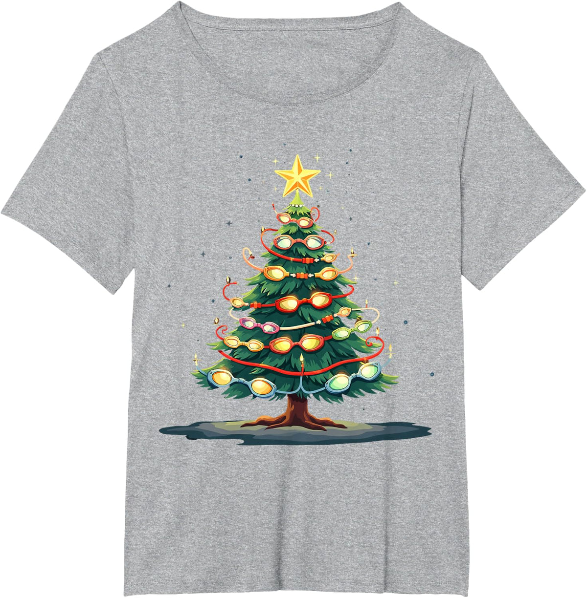Swimming Christmas Tree Funny Sports Lover for Swimmers T-Shirt - Heather Grey