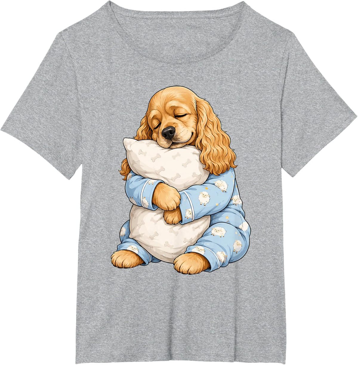 American Cocker Spaniel Sleeping in Cute Pajamas Sleep Dog T-Shirt - Heather Grey