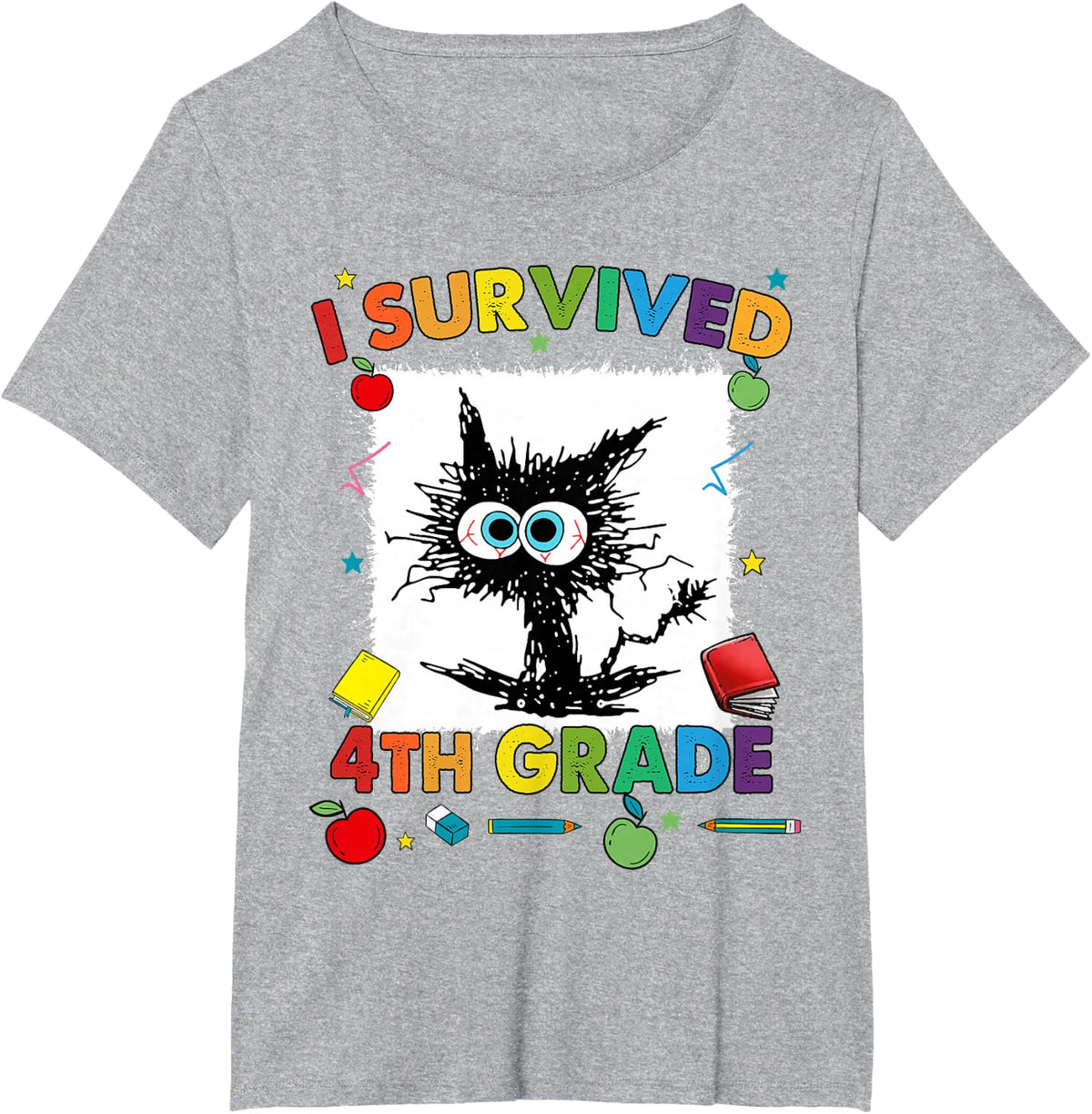 Funny Last Day Of Fourth 4th Grade I Survived 4th Grade T-Shirt - Heather Grey