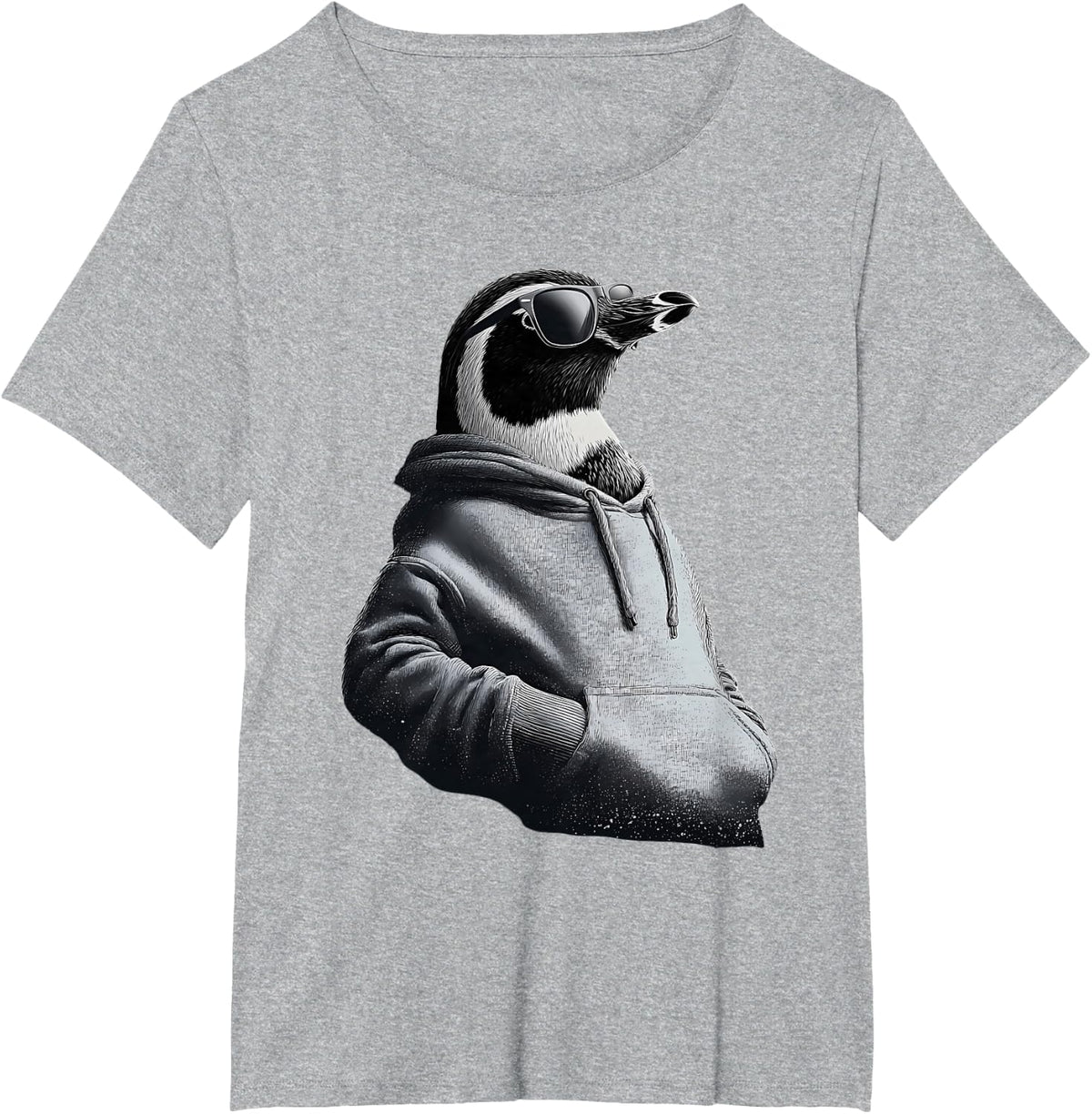 Penguin with Sunglasses Motif Sea Ocean Penguin Animal Lover T-Shirt - Heather Grey