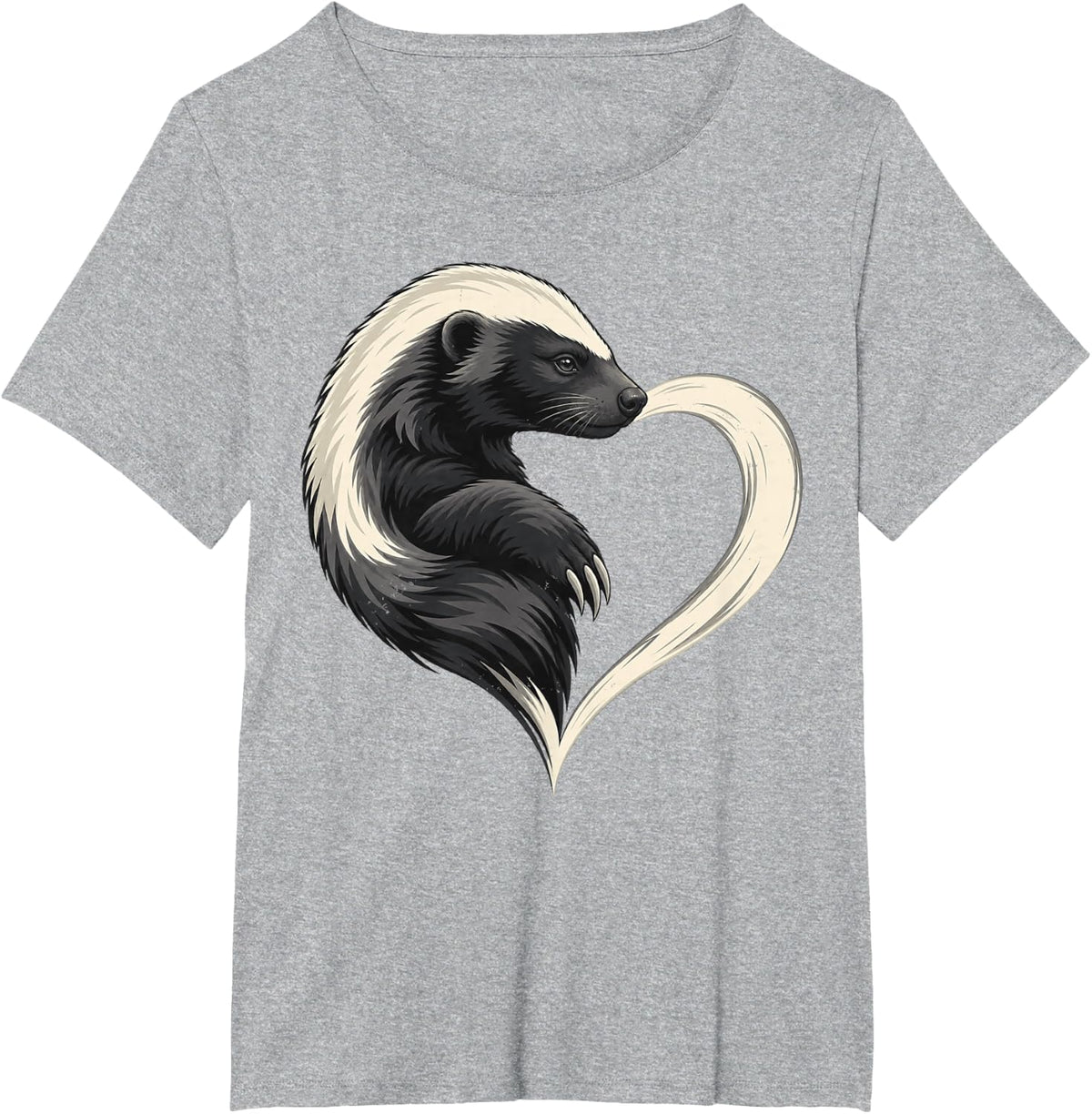 Honey Badger Heart Silhouette T-Shirt - Heather Grey