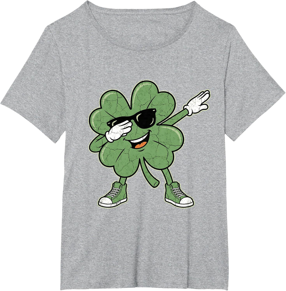 Dabbing Shamrock St Patricks Day Boys Kids St Paddys Pattys T-Shirt - Heather Grey