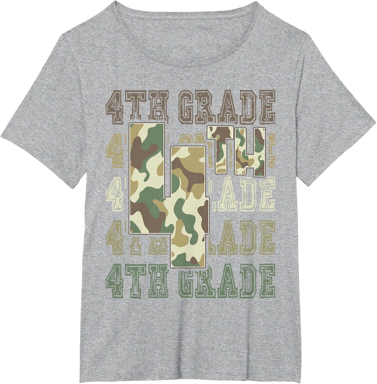 Camo 4th Grade Squad First Day of School Boy Girl Teacher T-Shirt - Heather Grey
