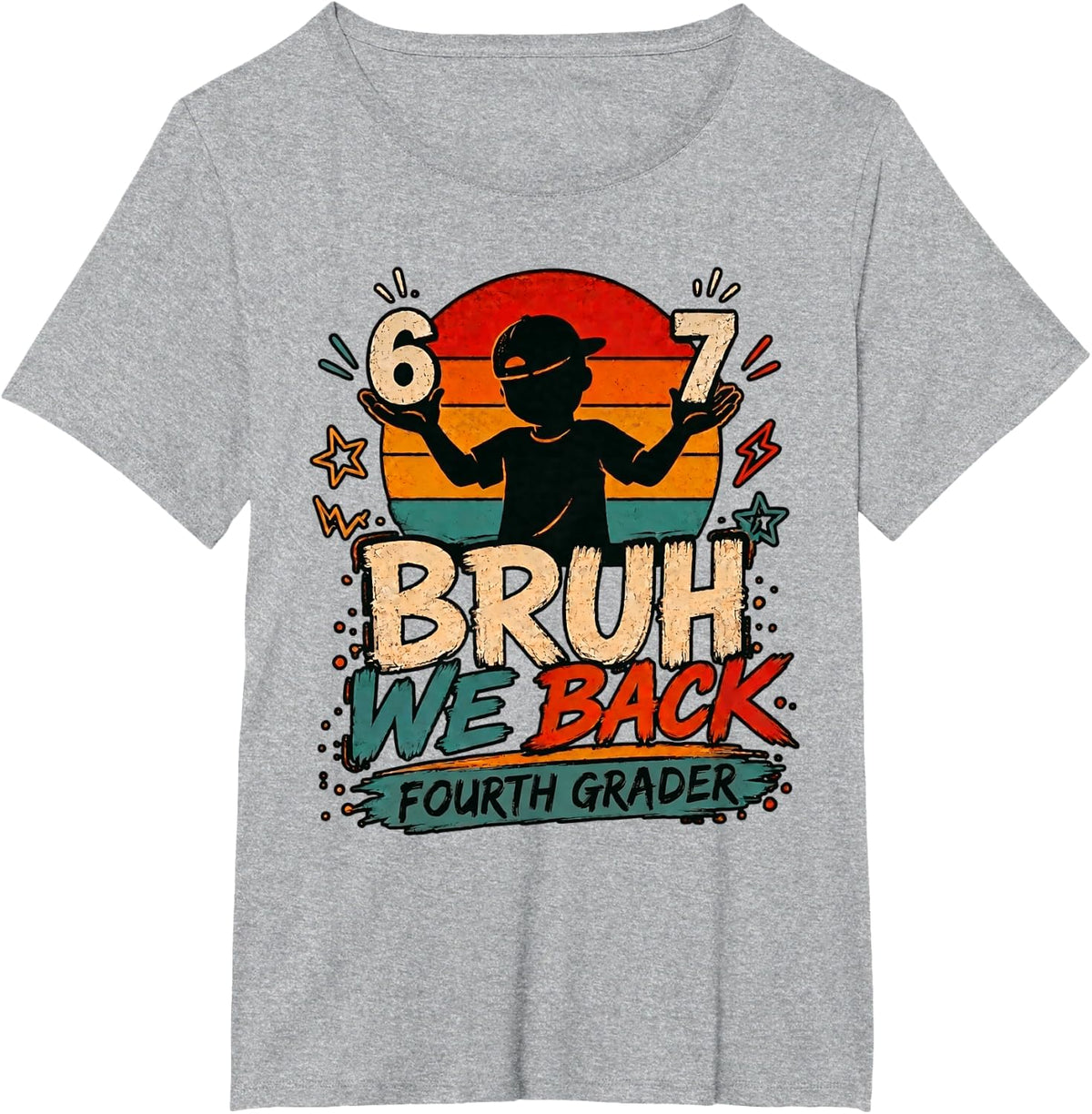 Funny 4th Grade Back to School Fourth Grade 6 7 Bruh We Back T-Shirt - Heather Grey