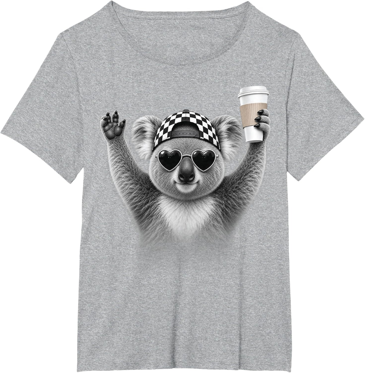 Coffee Koala Funny Caffeine Lover Men Women Kids T-Shirt - Heather Grey
