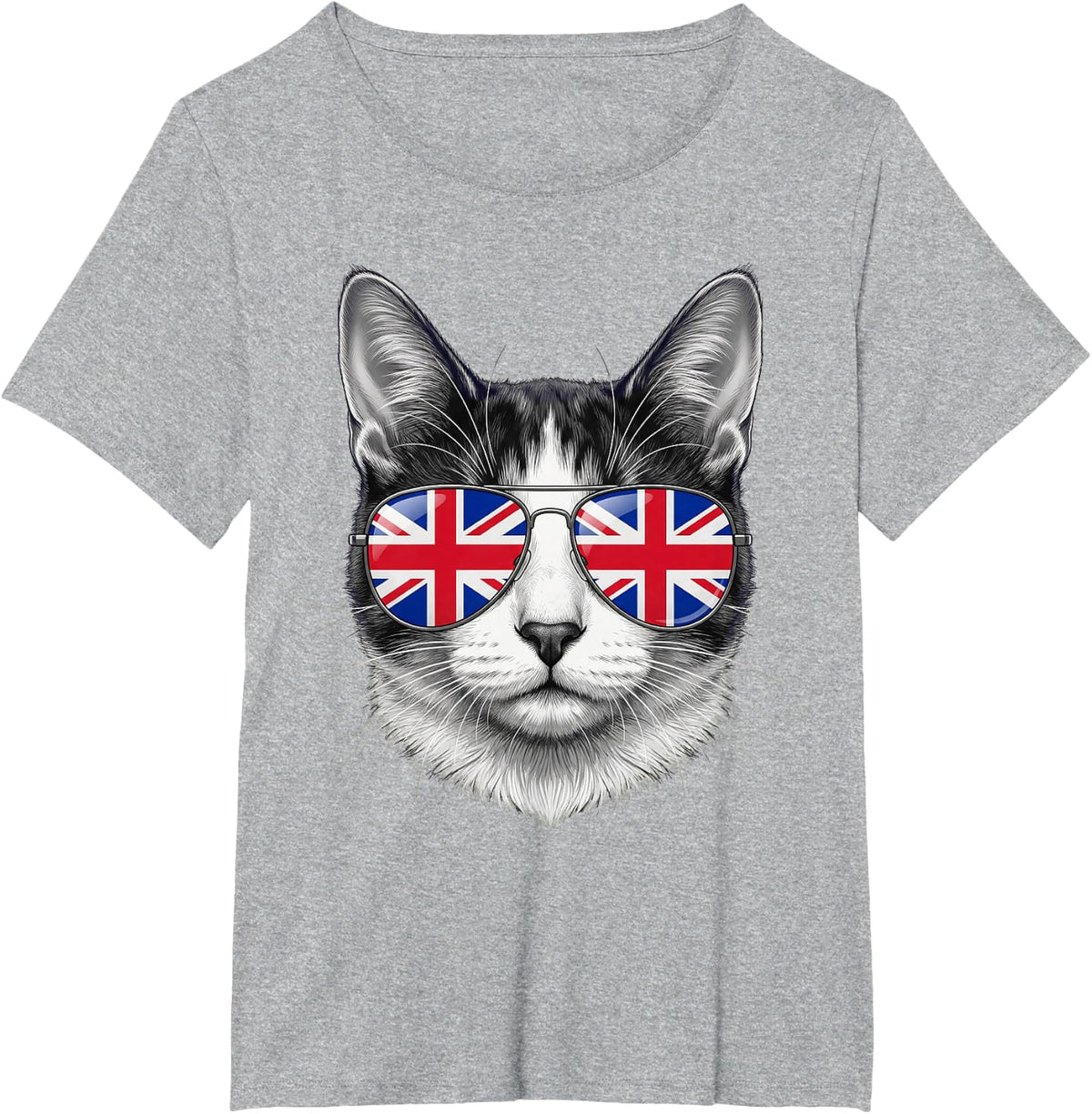 Union Jack England Flag Vintage British Pride UK Cat T-Shirt - Heather Grey