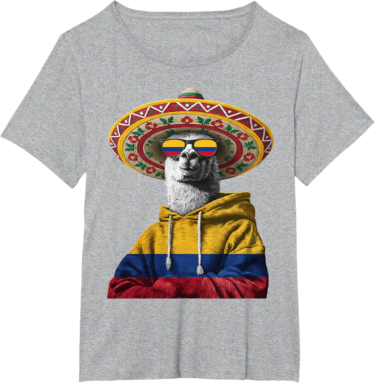 Colombia Flag Llama Alpaca Colombian Pride Colombian Roots T-Shirt - Heather Grey