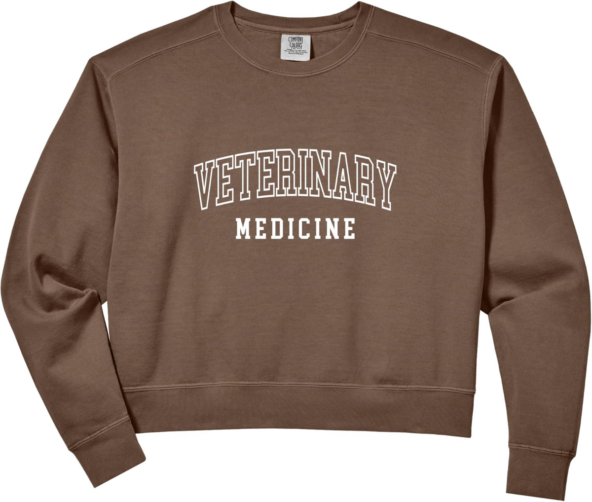 Women's Vet Med Veterinary Medicine Comfort Colors Crop Sweatshirt - Espresso