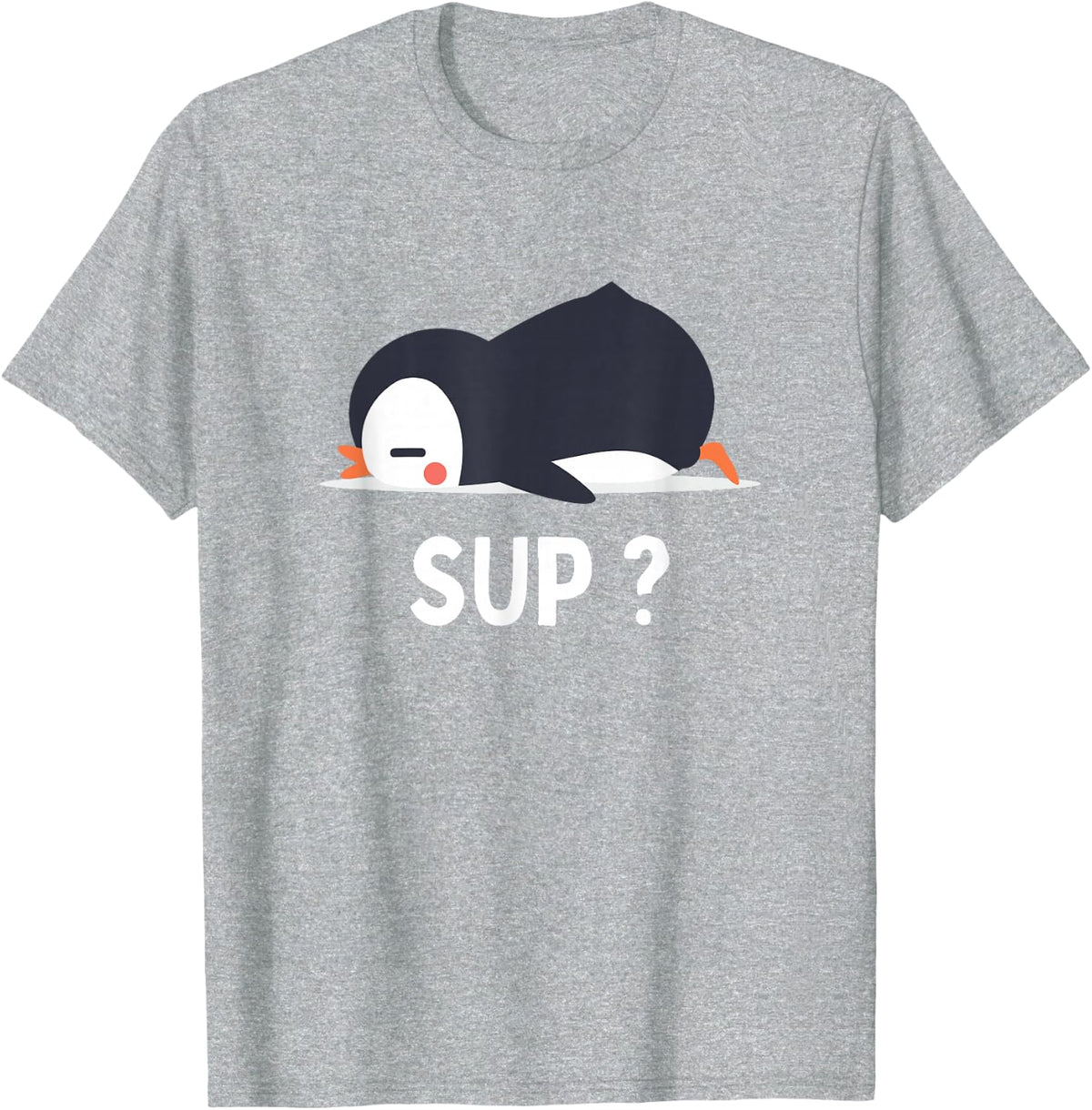Cute Sleeping Penguin T-Shirt - Heather Grey