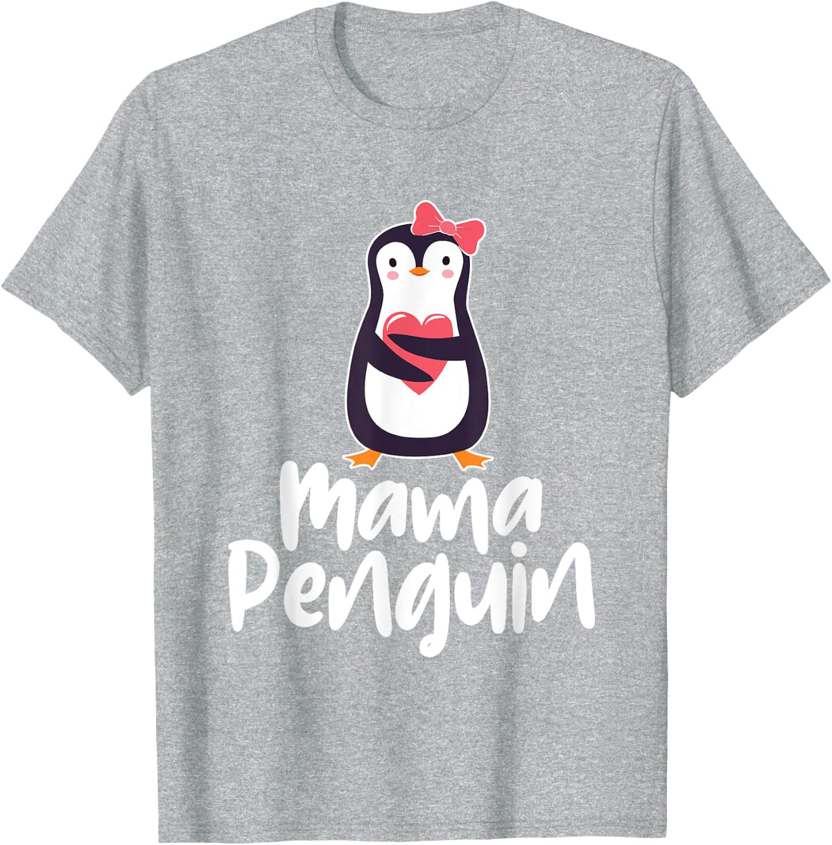 Mama Penguin - Penguin Lover Bird Watcher Aquatic Bird T-Shirt - Heather Grey