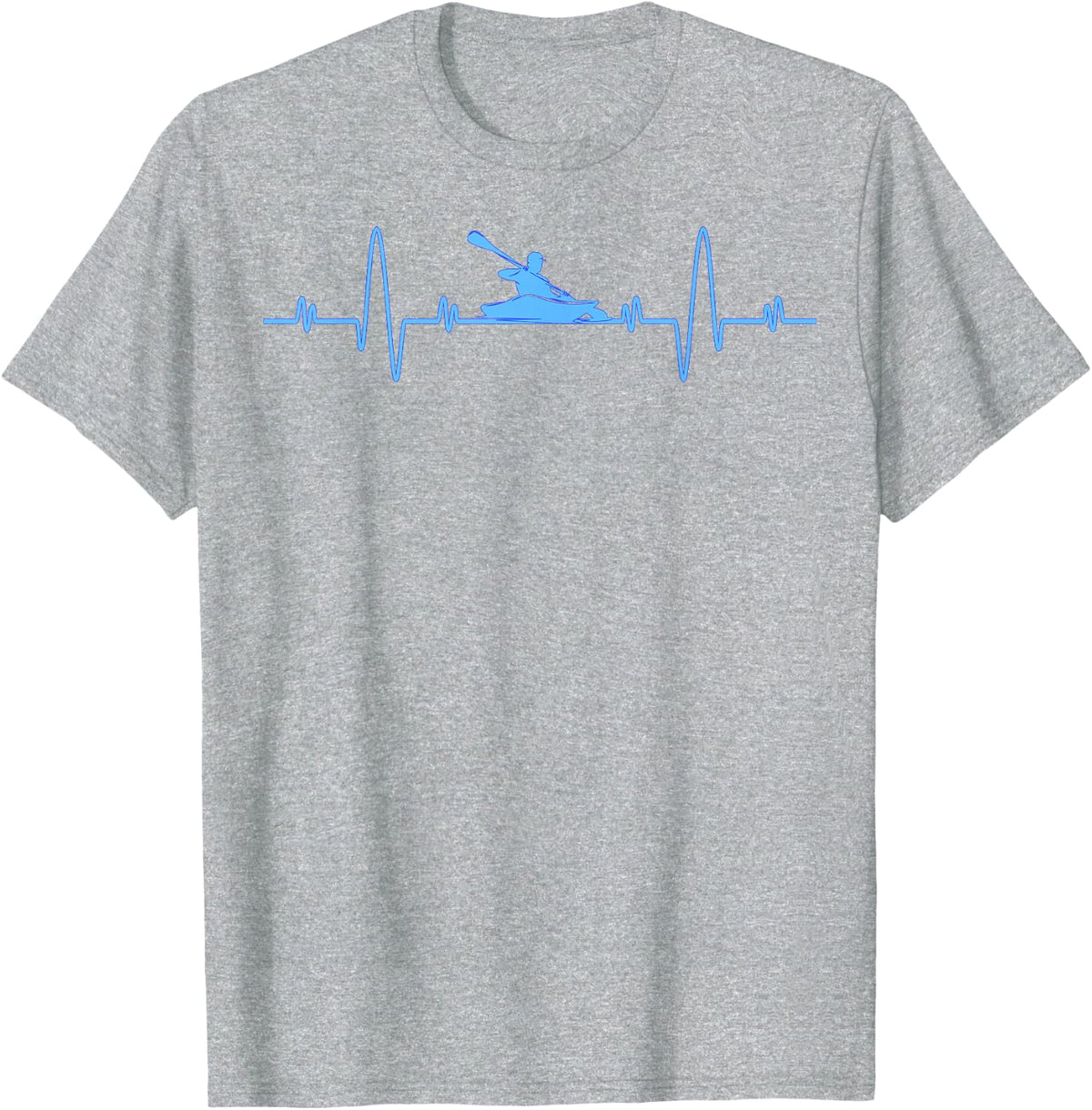 Funny Kayaking Heartbeat Shirt - Cool Canoe Boating Kayaks T-Shirt - Heather Grey
