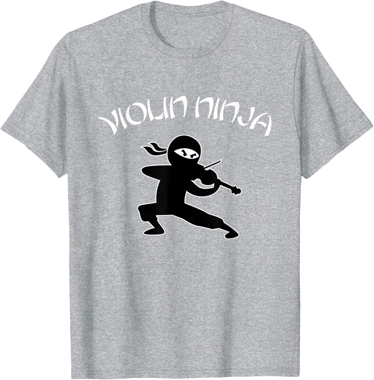 Violin Ninja T-Shirt For Violin Player Violinist Classical Music Tees and T Shirts - Heather Grey