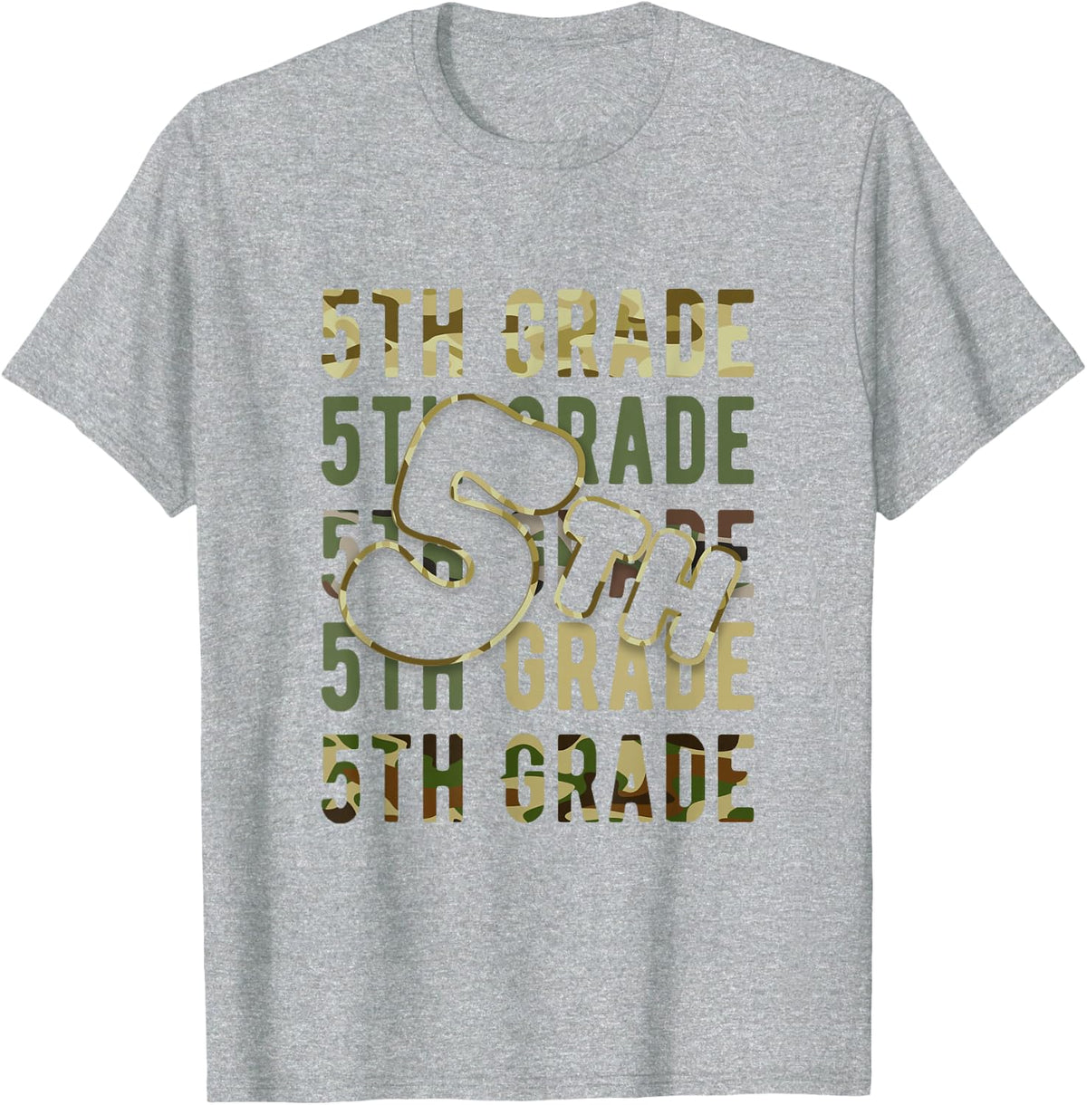 5th Grade Team Teacher Shirts Camo Squad Back to School Tee T-Shirt for Boys Kids - Heather Grey