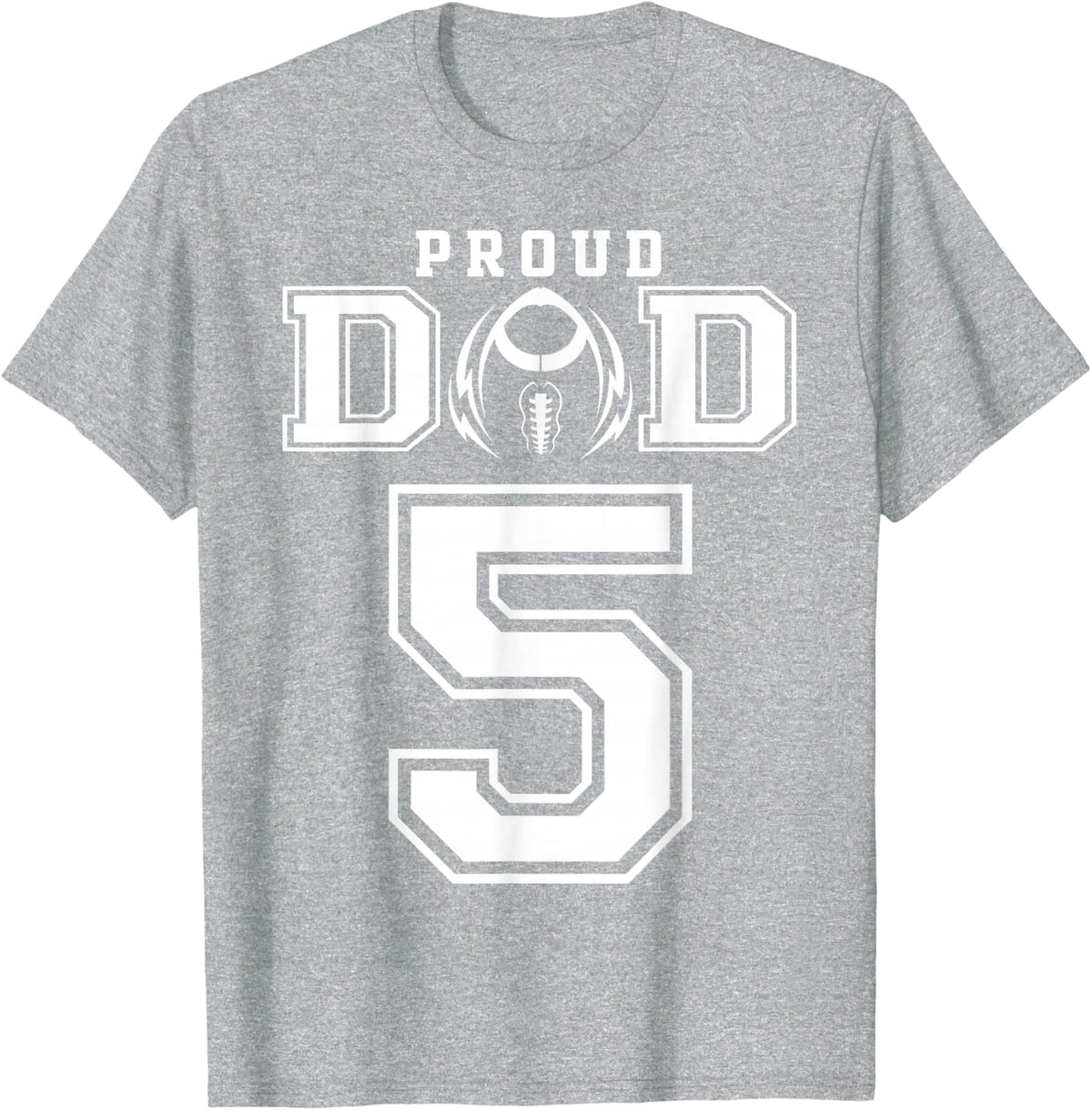 Custom Proud Football Dad Number 5 Personalized For Men T-Shirt - Heather Grey