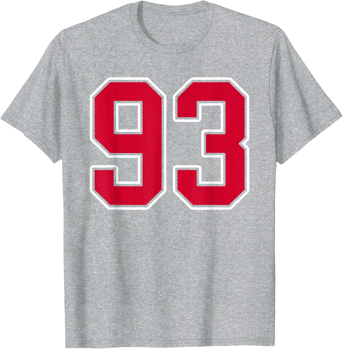 Red White Number 93 Jersey Player Uniform #93 T-Shirt - Heather Grey