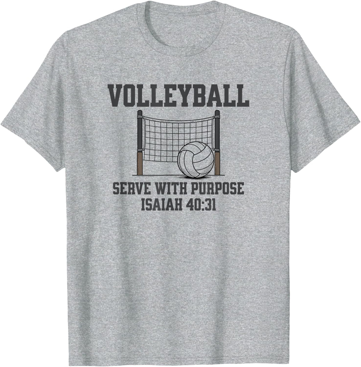 Christian Mom Volleyball Faith Serve with Purpose T-Shirt - Heather Grey