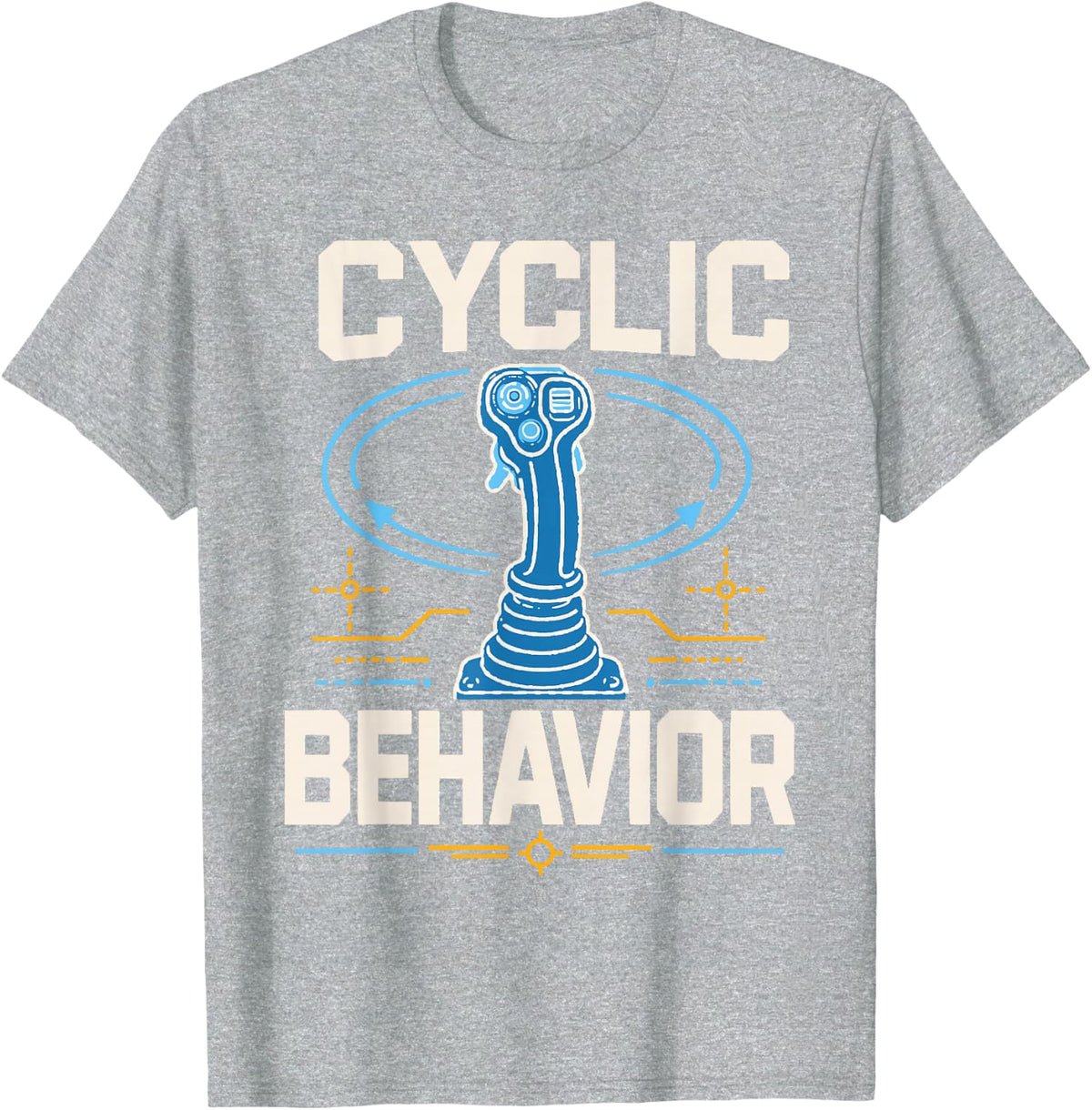 Cyclic Behavior Helicopter Pilot Flight Controls T-Shirt - Heather Grey