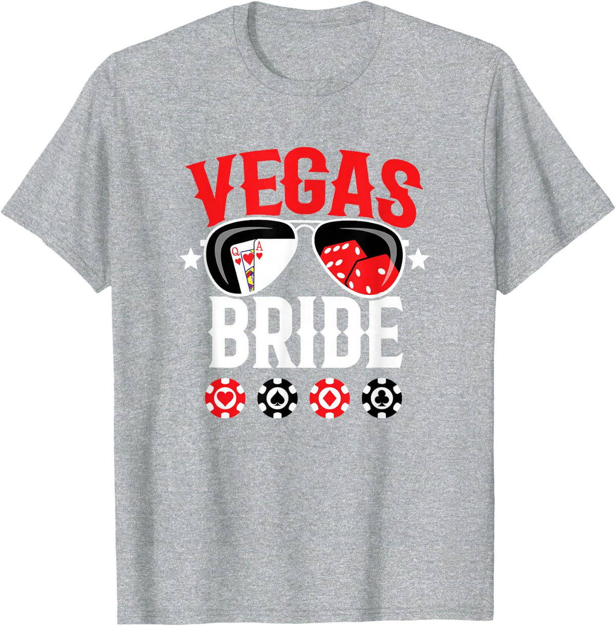 Vegas Wedding Bride Shirts - Married in Vegas Bride Squad Tees T-Shirts for Women Bachelorette Party - Heather Grey