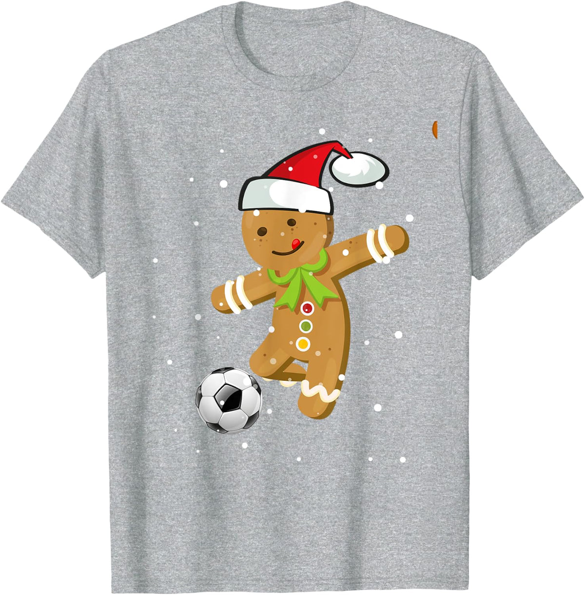 Christmas Football Soccer Gingerbread Player T-Shirt Tee for Holiday Sports Fans - Heather Grey