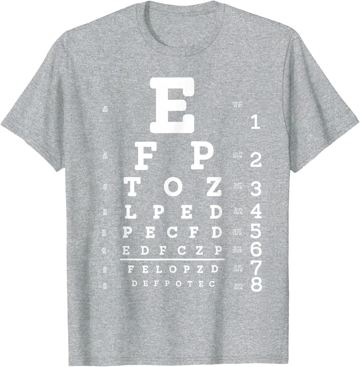 Snellen Test Chart Optometry Eye Exam T-Shirt - Unisex T-Shirt - Heather Grey