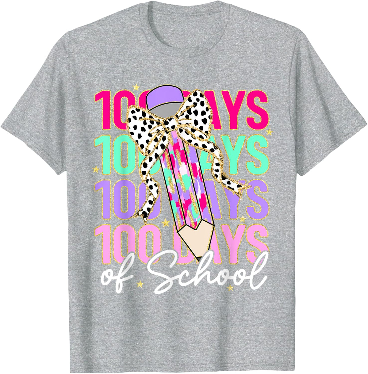 100 Days of School Teacher 100th Day of School Girls Kids T-Shirt - Heather Grey