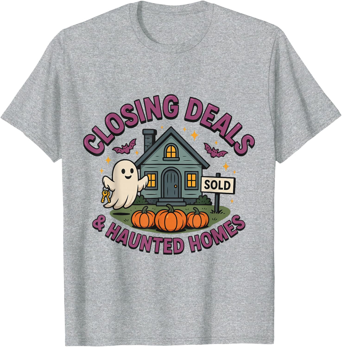 Halloween Real Estate Agent T-Shirt - Heather Grey