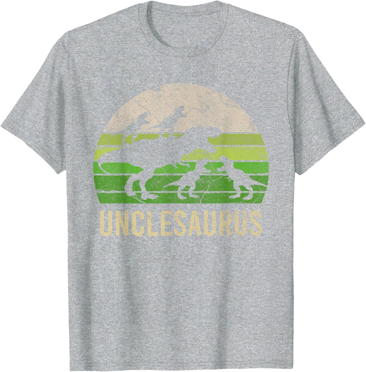 Funny Uncle Dinosaur Daddy Gift 4 Four Kids Unclesaurus 2020 T-Shirt - Heather Grey