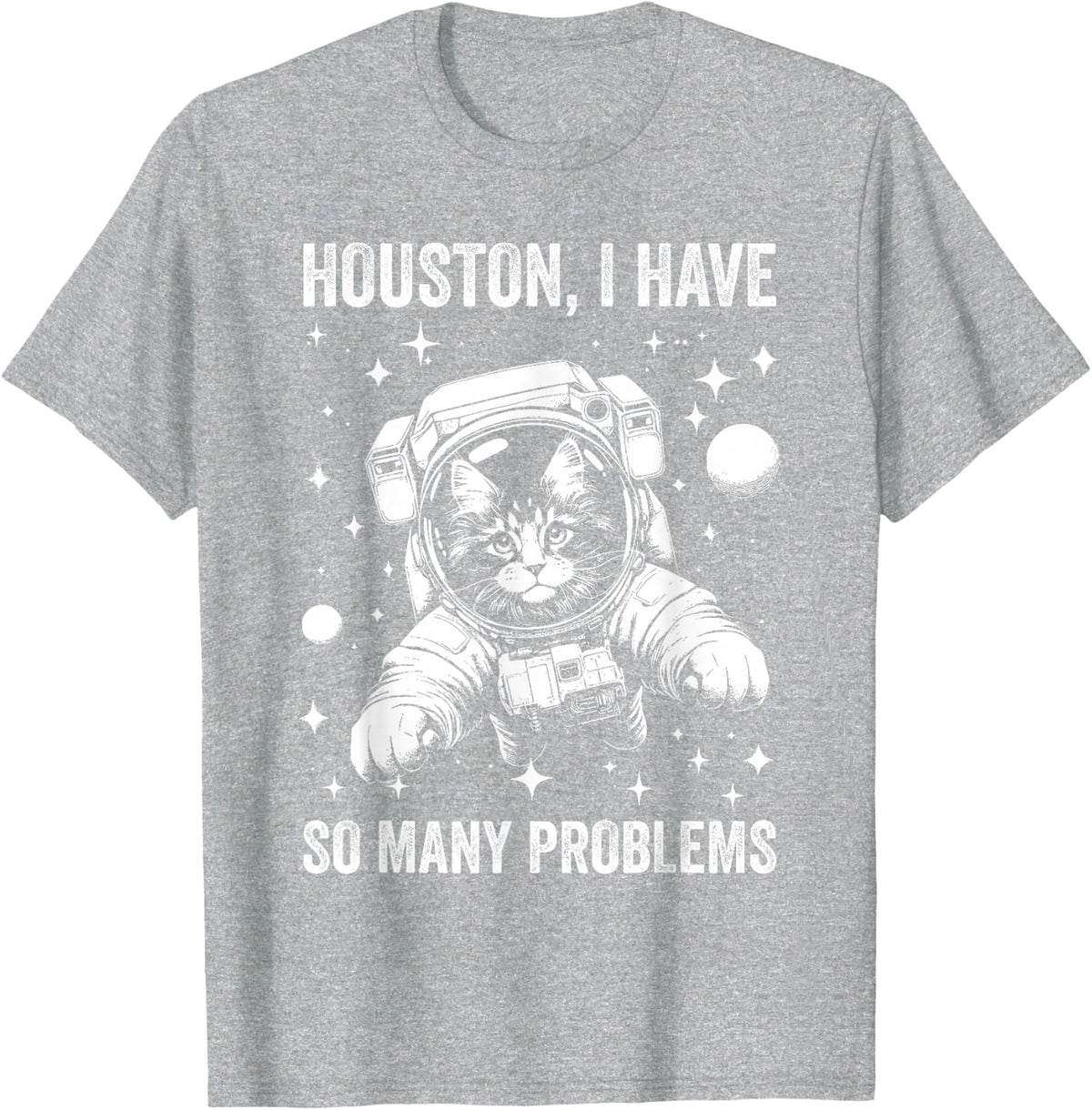 Cat Dad Mom Space - Houston Problem Maine Coon T-Shirt - Heather Grey