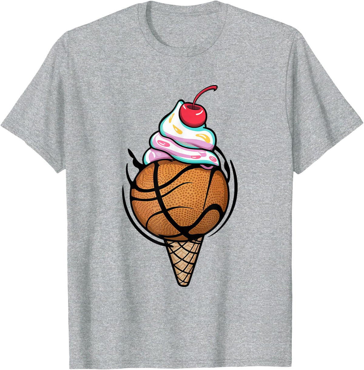 Basketball ice cream basketball T-Shirt - Heather Grey