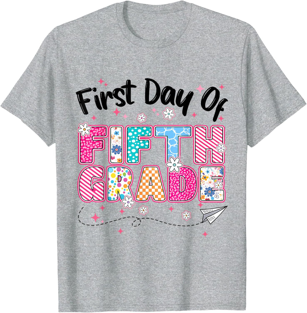 First 1st Day of Fifth Grade Back to School Teachers Girls T-Shirt - Heather Grey