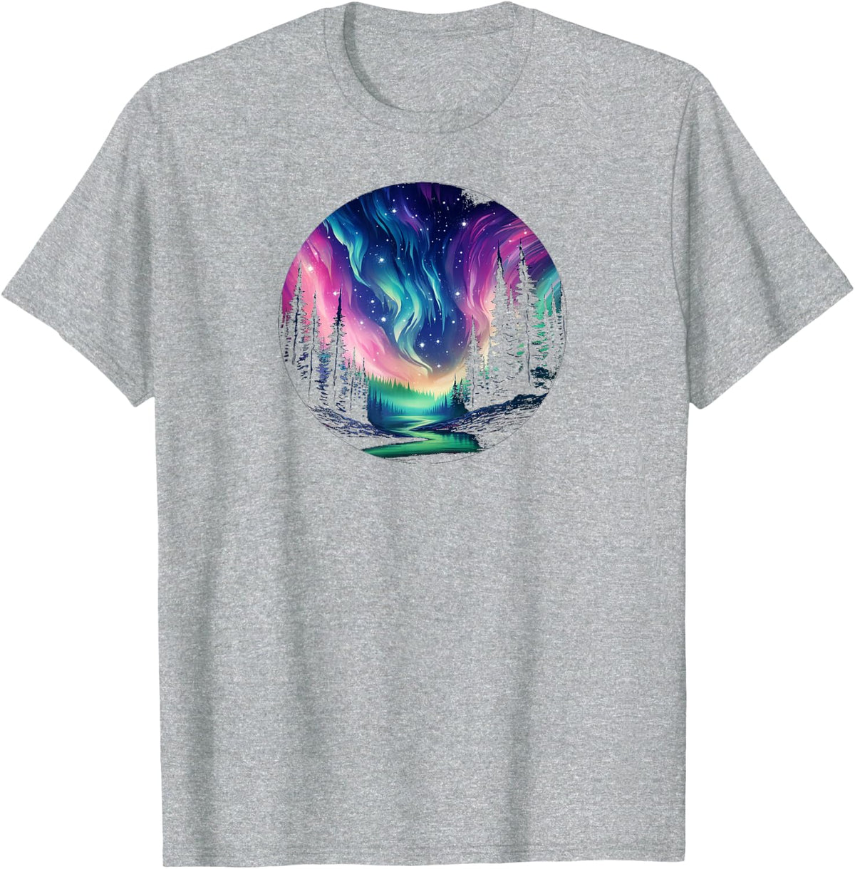 Aurora Borealis Night Sky Northern Lights T-Shirt - Heather Grey