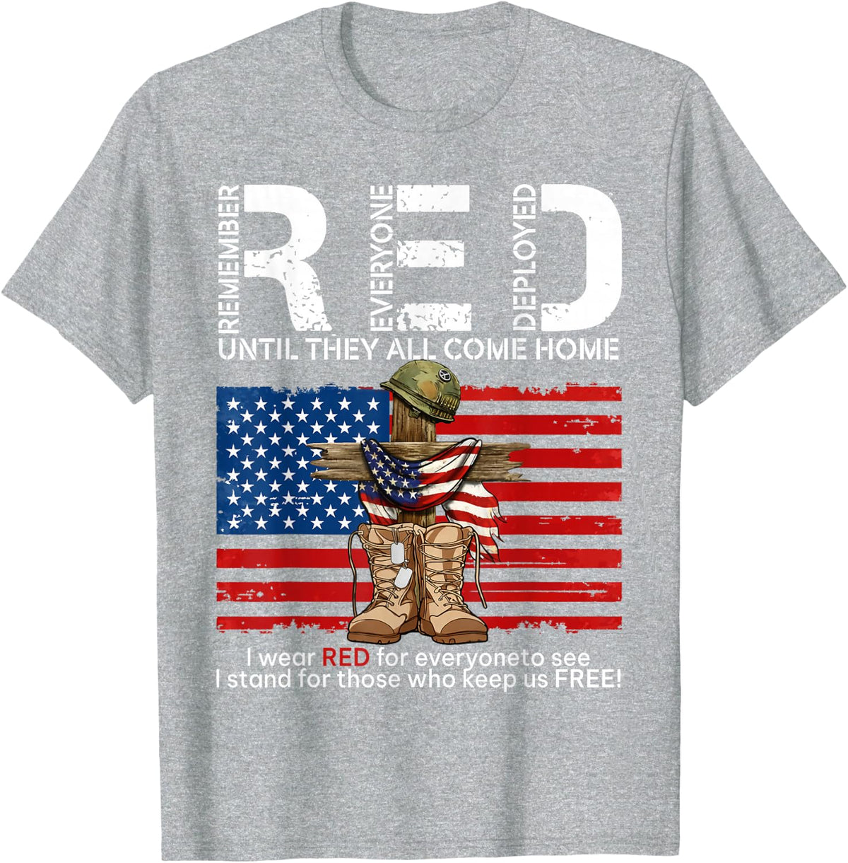 R.E.D Friday Military Support Remember Everyone Deployed T-Shirt - Heather Grey