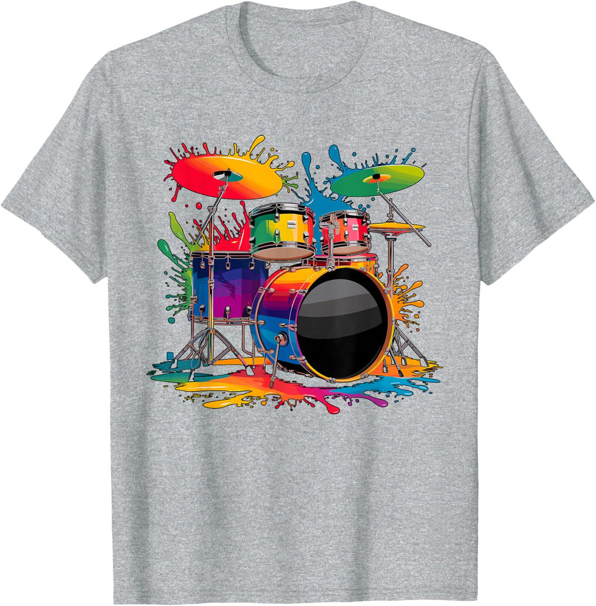 Drumset Soft Colors Drummer Drums T-Shirt - Heather Grey