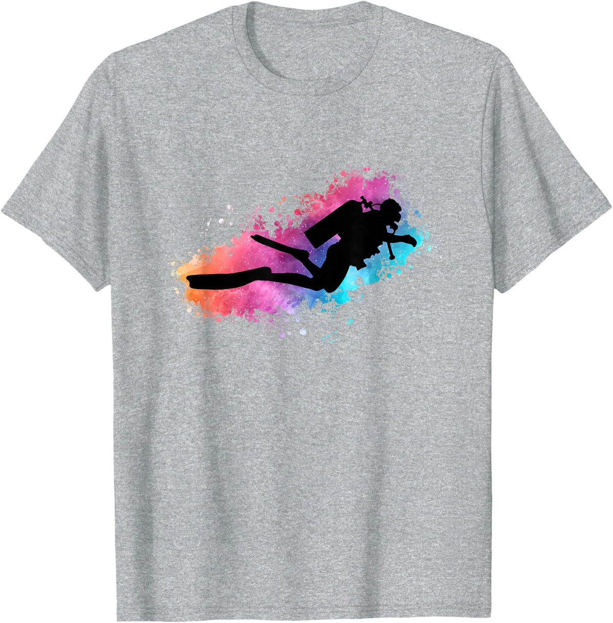 Colorful Scuba Diver - Snorkeler Scuba Diving Instructor T-Shirt - Heather Grey