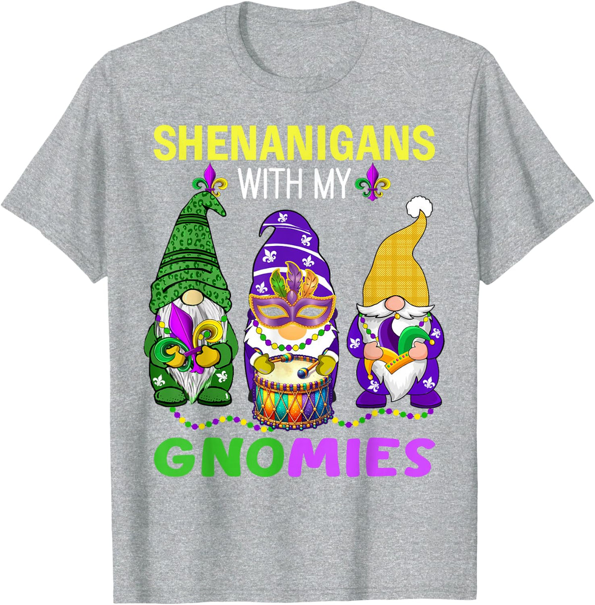 Mardi Gras gnomes leopard Carnival New Orleans Trip women T-Shirt - Heather Grey