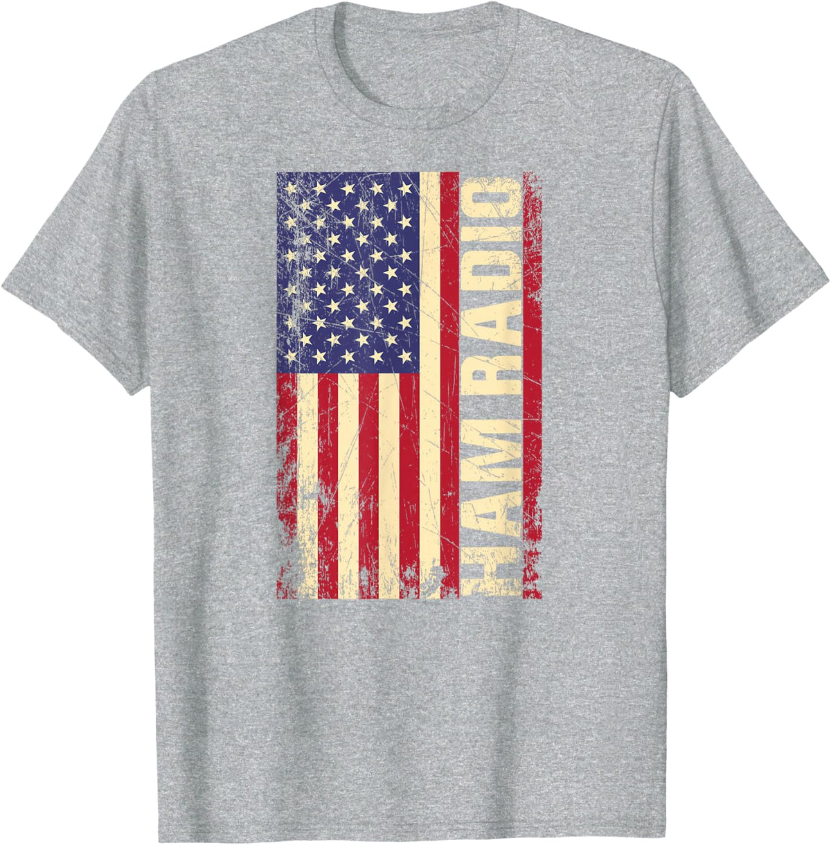 USA Flag Amateur Ham Radio Day Celebration Shirt Gift T-Shirt - Heather Grey