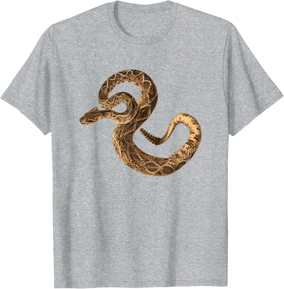 Vintage Snake Eastern Diamondback Rattlesnake Rattler Design T-Shirt - Heather Grey