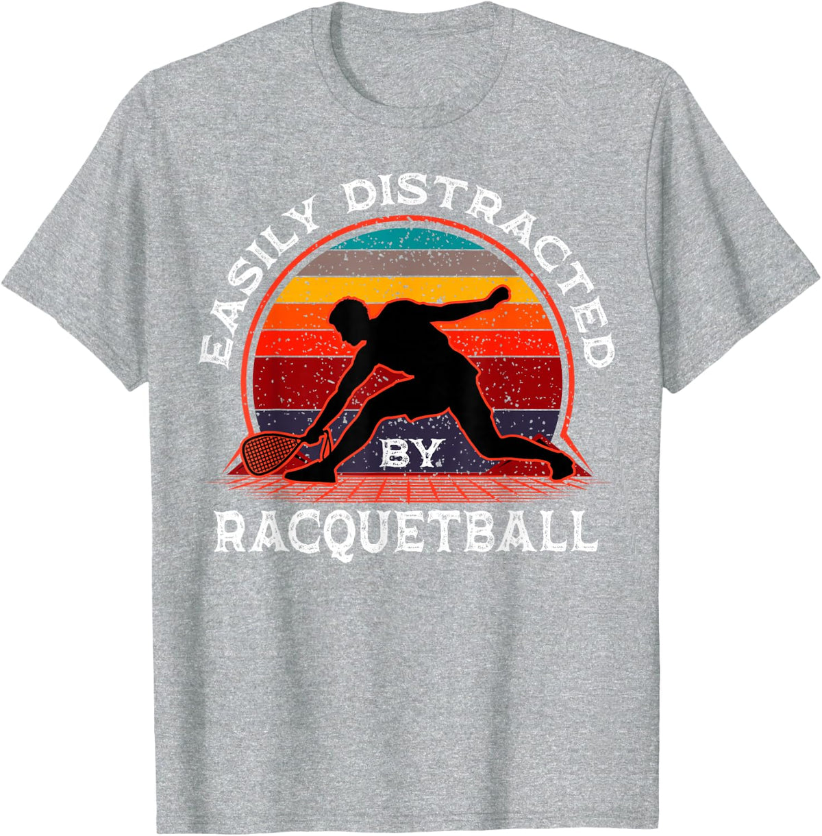 Racquetball Retro Vintage Player Athlete Racquet Sport T-Shirt - Heather Grey