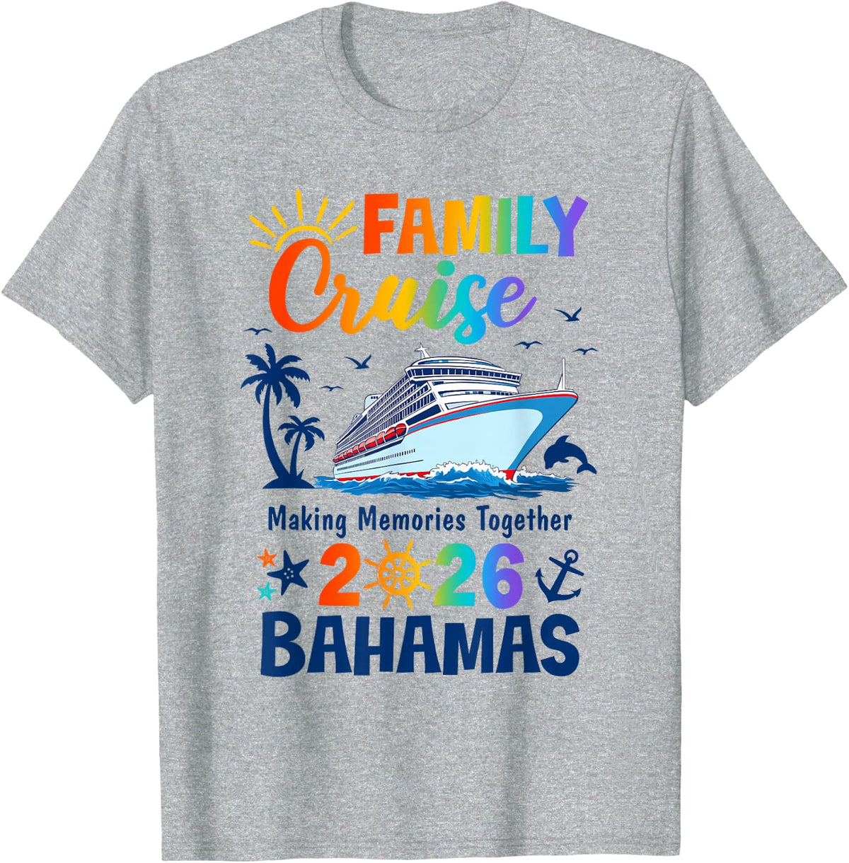 Bahamas Vacation Family Cruise 2026 Matching Group Tees T-Shirts for Women Men Kids - Heather Grey