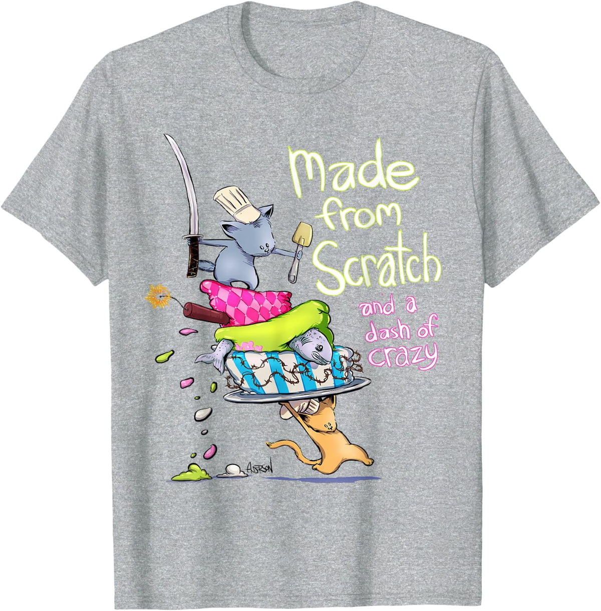 Funny Baking Shirt cute cat mom cooking T-Shirt - Heather Grey
