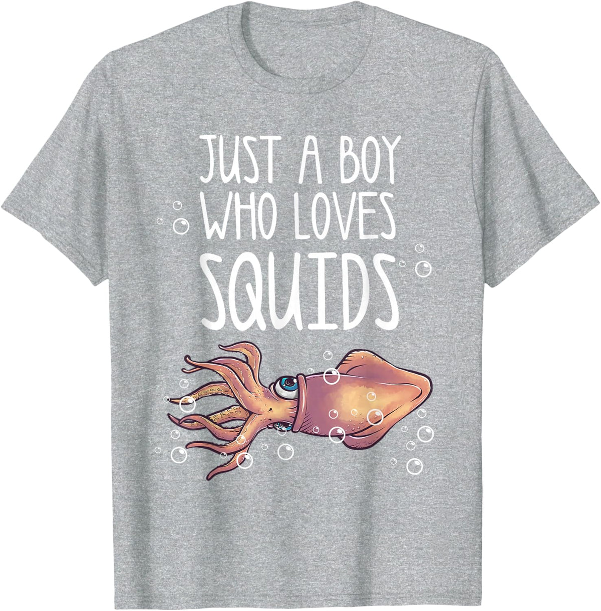 Funny Just A Boy Who Loves Squids Gift | Calamari Lover Men T-Shirt - Heather Grey