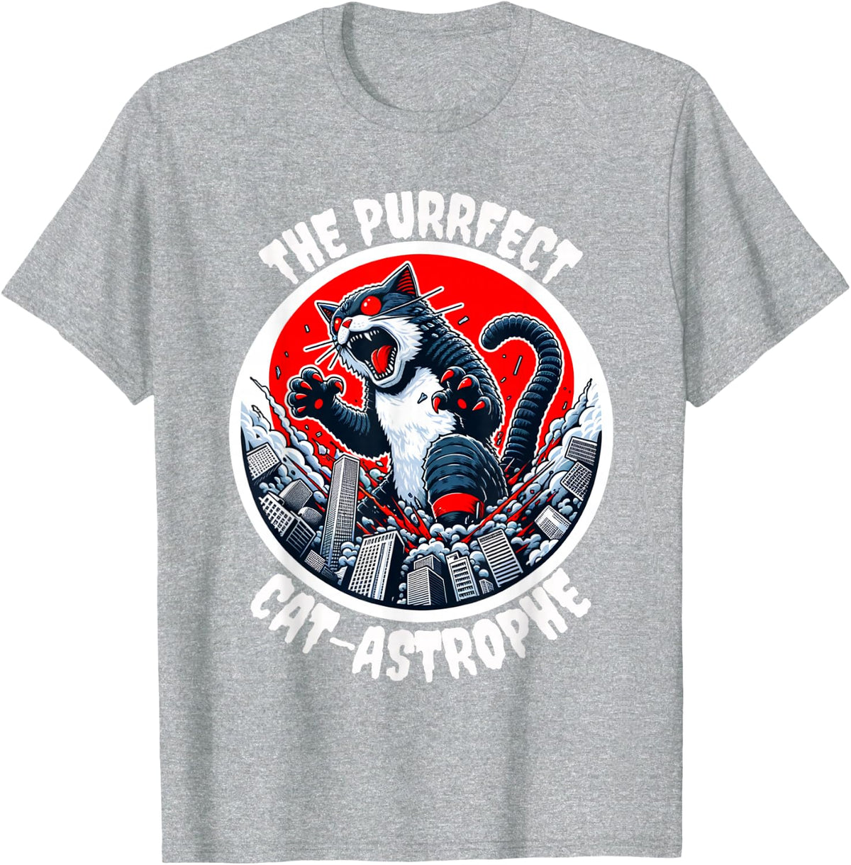 Funny Cat The Purrfect Cat-astrophe T-Shirt - Heather Grey