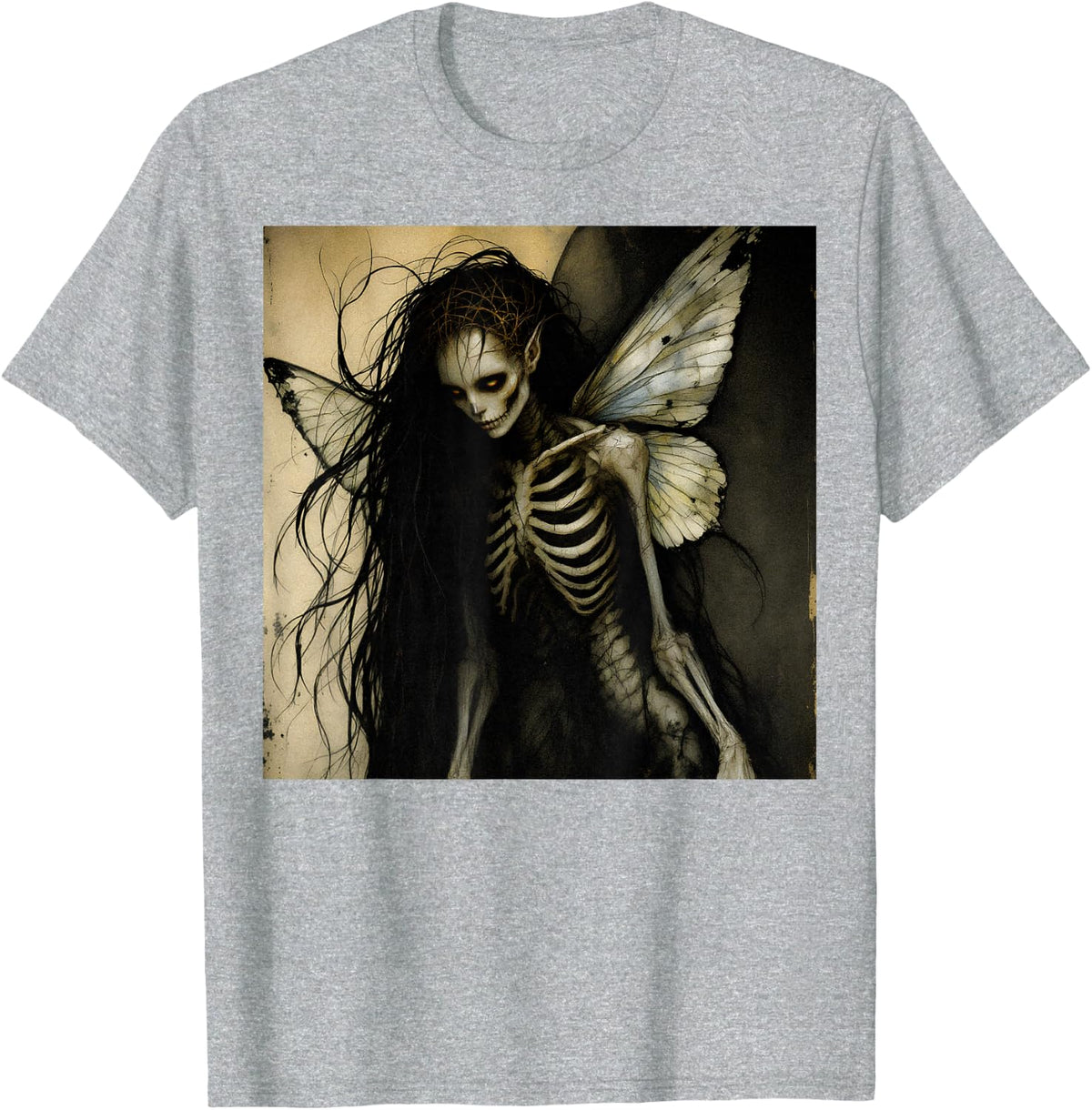 Ethereal Fairy Gothic Dark Art Aesthetic Grunge Horror T-Shirt - Heather Grey